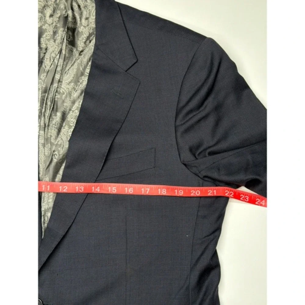 Mens Dark Blue‎ Paisley Lined Blazer Jacket Suit Sport Coat Size 44R